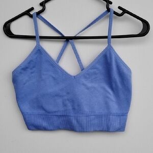 Blue Strappy Crop Top